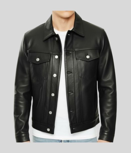 Untitled design Men Trucker Black Vintage Biker Soft Leather Jacket