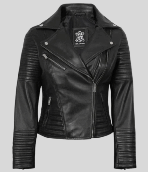 Women's Black Asymmetrical Biker Style Leather Jacket