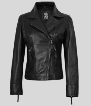 Women's Black Asymmetrical Biker Style Leather Jacket