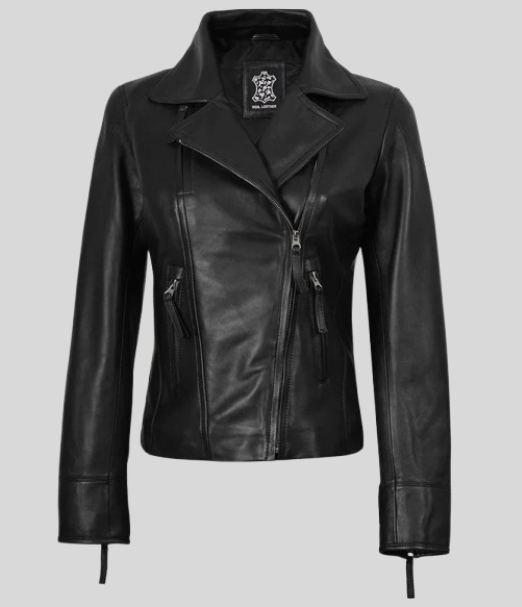 Women's Black Asymmetrical Biker Style Leather Jacket