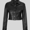 Mable Womens Black Cropped Harrington Leather Jacket
